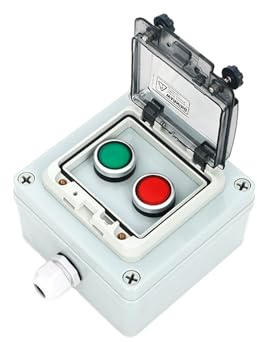 Interrupteur à bouton-poussoir avec boîte, étanche, rouge et vert, interrupteur à bouton poussoir momentané (deux interrupteurs instantanés)