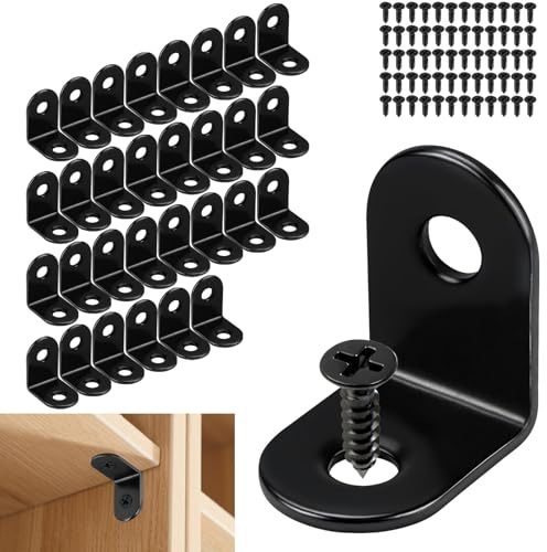TXXATX 30 Stück Winkelverbinder Schwarz 20x20x16mm Edelstahl 90 Grad | Winkel Klein, Metallwinkel mit Schraube, Möbelwinkel, Holz, Möbel, Tisch, Stuhl, Schränke, Bücherregal