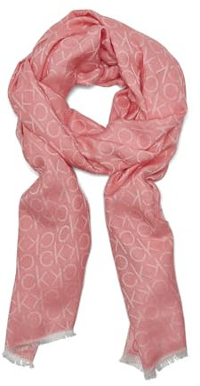 Calvin Klein Damen Pashmina mit Monogramm-Logo und Wimpernfransen Modischer Schal, Tulpe, Einheitsgröße