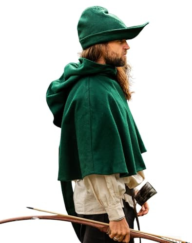 Leonardo Carbone® Herren Kopfbedeckung Robin Hood-Hut | Asymmetrischer Rand | Mittelalterlicher Stil | Karneval, Halloween, Cosplay, LARP, Hut, Mütze, Accessoire | Wolle