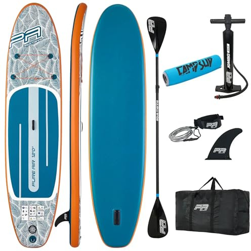 CampSup Aqua Marina Pure Air 12'0 Tropic – Aufblasbares SUP Board Allround für Anfänger mit Doppelpaddel und Paddle Floater – Stand Up Paddle Board Komplettset