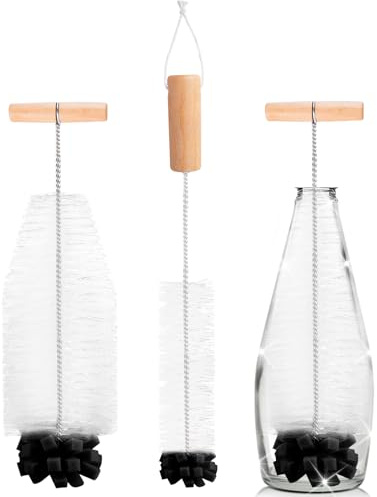 Muyohix 2 Piezas Cepillo para Botellas Compatible con Sodastream Botellas, 32 cm Limpia Botella por Dentro, Limpiador de Botellas, Cepillo de Limpieza para Limpiar Botella de Cristal Biberones