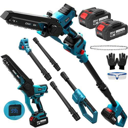 panthem Akku Hochentaster Ast Kettensäge Profi-Astsäge für Makita 18V | 2 IN 1 Mini 8 zoll Akku Kettensäge Teleskop with akku 21V 4000mAh Elektro teleskopsäge Astsäge Arbeitshöhe bis 4,5m