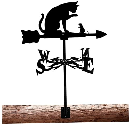 Muzrunq Banderuola segnavento, banderuola segnavento in Metallo da Montare sul Tetto, Forma di Gatto e Ratto per Giardino, Cortile, capannoni, Cortile, Decorazione per Patio