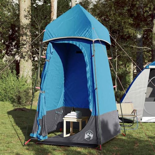Tente de Toilette Camping Imperméable, Cabine de Douche Portable avec Toit Amovible, Tente de Plage Polyester 190T PU, Double Entrée Zipée, Tentes Douche Camping Bleu, 121 x 121 x 225 cm