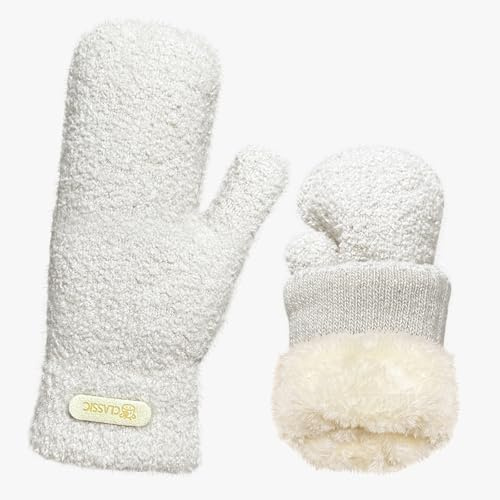 Bseical Fäustlinge Damen, Arktischer Samt Fausthandschuhe, Handschuhe Winter Fleece Skihandschuhe Wasserdicht, Thermo Winterhandschuhe