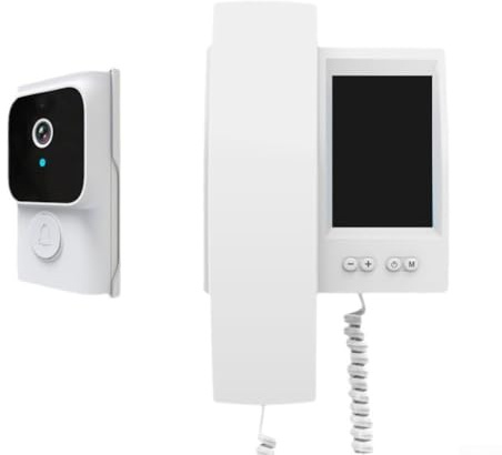 Eawfgtuw z Videocitofono citofono senza fili con monitor HD IPS da 3,5 pollici, audio bidirezionale, infrarossi, nessun WiFi richiesto, sistema di ingresso porta per la sicurezza domestica, bianco