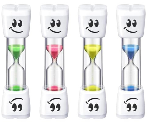 BRTNUP 4 clessidra con sabbia per spazzolino da denti, 2 minuti (rosa, blu) e 3 minuti (giallo, verde), timer per spazzolino da denti da 2 minuti, timer per sabbia da 3 minuti, divertente clessidra