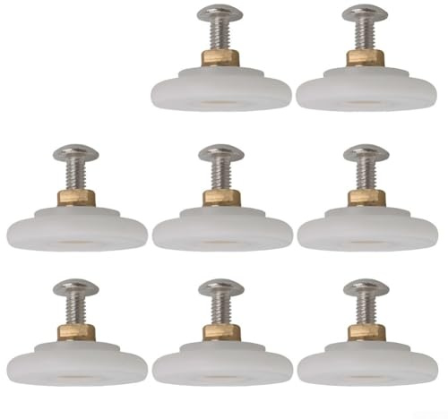 SiSinkal 8pcs Replacement Shower Door Rollers 26mm Diameter with Nylon Brass Ball Bearing for 3-6mm Glass Thickness, Grooved Runners Wheels Compatible for Shower Enclosures