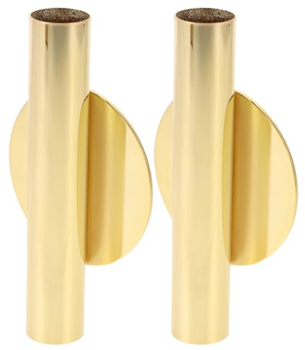 GRIRIW 2 Stück Wandvase aus Metall Selbstklebend Goldfarbene Boho-blumenvase zum Aufhängen Rohrförmiger Wandblumentopf für Getrocknete Blumen Dekorative Wanddeko ohne Bohren Platzsparende