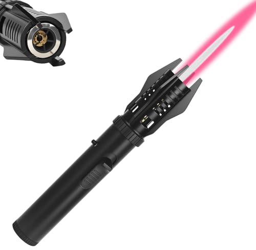 PYserne Lightsaber Lighter Candle Lighter Windproof Camping Lighters Refillable Butane Torch Lighte with Safety Lock Flame Adjustable for Kitchen Cooking Outdoor Camping BBQ (Without Gas)