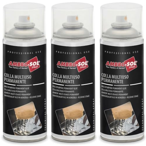 3x VE-INDUSTRIES Sprühkleber extra stark 400ml | transparent & hitzebeständig bis 80°C | Kontaktkleber | für Schaumstoff, Filz, Leder, Holz, Gummi & Akustikpaneele