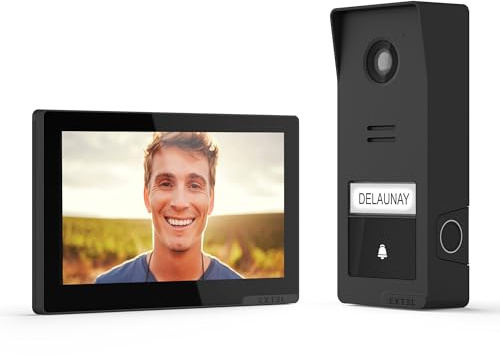 Extel Wave 3 Visiophone Sans Fil Connecté 2K, Écran 7 Pouces | Écran tactile 7 pouces, 2K, portée 350 m champ libre, 10 empreintes, QR code, Extel Connect, coque graphite