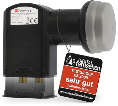 RED OPTICUM 04H Twin LNB – Digital LNB 2-Fach mit LTE Filter, 0.1dB Rauschmaß ausziehbarem Wetterschutz, Full HD – 4K UHD - Sat-LNB 2 Teilnehmer für Satellitenschüssel Satelliten TV (schwarz)