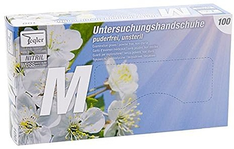 Teqler T-324502 Nitrilhandschuhe, puderfrei, Weiß, Mittel (100-er Pack)
