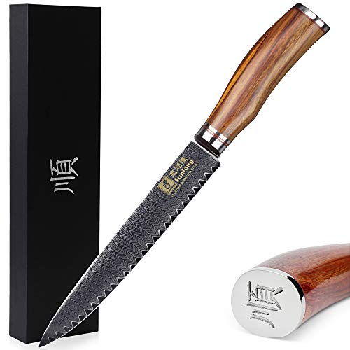 Sunlong VG10 Damasco Cuchillo de carne de corte de acero inoxidable Cuchillos Cuchillo de cocina japonesa delgada Cuchillo de sushi Sashimi SL-DK1036R
