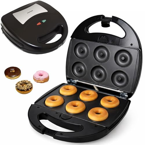 Syntrox Germany Edelstahl Maker Donutmaker Chefmaker SM-1300W Donut mit herausnehmbaren Backplatten