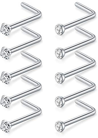 D.Bella Nose Stud Piercing 18G kirurgisk näsa narin piercing zirkon 1,5/2,0/2,5 mm näspiercing nospiercing dubbar piercing smycken för dam herr, Metall