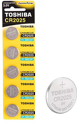 Toshiba CR2025 3V Lithium Coin Cell Battery Pack of 5 batteries