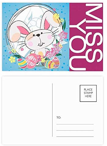 Happy Ostern Religion Festival Cute Bunny Miss Postkarten-Set, Dankeskarte, Postkarte, Seite Postkarten, 20 Stück