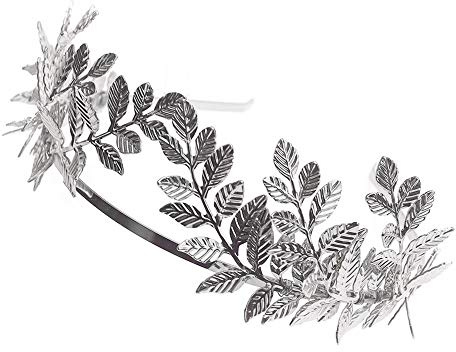 Anglacesmade Bandeau de mariée avec bandeau de vigne en feuilles, couronne de feuilles argentées, diadème de mariage, demoiselle d'honneur, bal de fin d'année, festival, accessoires de cheveux pour
