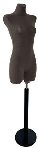 fella4stores Basic Damenbüste Größe EU 36/38 (S), vollgeformte Schneiderpuppe, Schaufensterfigur & Mannequin aus PU-Schaum mit Überzug und Holz-Rundfuß P4, Kleiderpräsentation & Dekoration, Schwarz