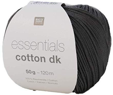 Rico Essentials Cotton DK Dunkelgrau (107), klassisches Baumwollgarn zum Häkeln oder Stricken