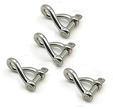 Lot de 4 manilles torsadées en acier inoxydable 316 de qualité marine, mini 5 mm