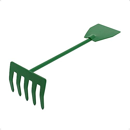 Rekord Friedhofsgerät aus pulverbeschichtetem Stahl mit 5 Zinken und Blatt, Gesamtlänge: 30 cm, ideale Kombination aus Rechen & Spaten, Handrechen, Blumenrechen, Handhacke