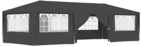 Gartenpavillon 9x4 m, 90 g/m² PE Partyzelt Sonnenschutz Wasserdicht 9x4x2,7m Anthrazit Gartenzelte mit Seitenwänden für Hochzeit Party