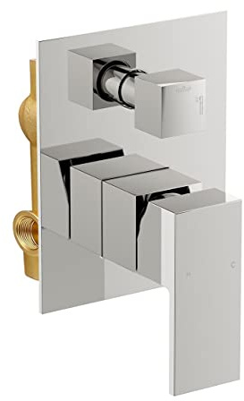 Nes Home Concealed Twin Shower Mixer Valve with Built in Diverter - Chrome Brass