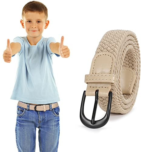 WHIPPY Geflochtener Kinder Gürtel für Jungen Mädchen Elastischer Stoffgürtel Gewebte Stretch Gürtel für Teenager Junioren