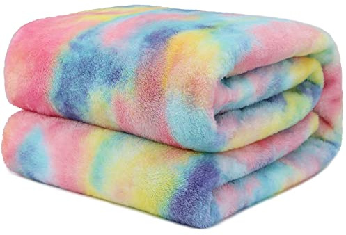 Colorful Fleece Blanket, Plush Cozy Throw Blanket for Couch and Bed, Luxury Soft Fuzzy Microfiber Cover, Warm Lightweight Comfort Blanket for Home Decor, Mothers Day Birthday Gifts for Women Mom