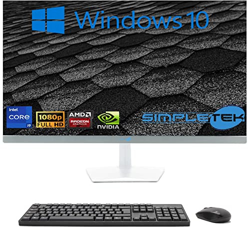 SIMPLETEK - PC tout-en-un 27 Écran incurvé Windows 10 | Core i9 12 Gen | 8 Go RAM DDR4 SSD 120 Go | Travail, Divertissement
