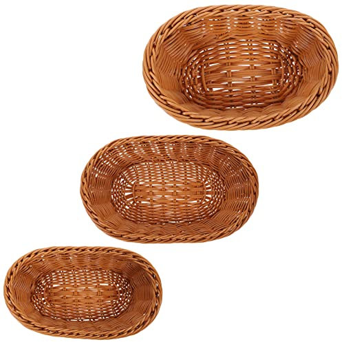 3pcs Woven Basket food storage basket bread wicker s onion countertop food serving toy organizer decorative fruit Rattan fruit bowl child