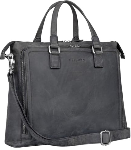 STILORD Claire Businesstasche Damen Leder 15 Zoll Laptoptasche DIN A4 Aktentasche Umhängetasche und Handtasche Büro Farbe:schwarz