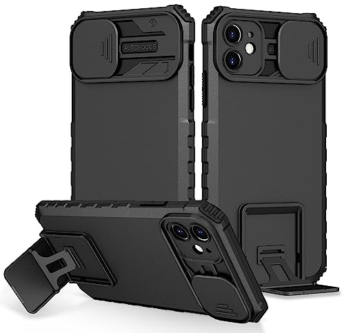 PANXIYUE Cover per iPhone 11 6,1 Pollici [Militare Antiurto case] Protezione con supporto, antigraffio rigida armatura e antiurto Silicone Bumper, Protezione Fotocamera Anti Graffio, Nero