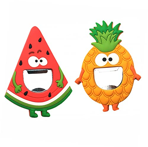 BESTonZON 2pcs Refrigerator Stickers Fridge Magnets Sticker Creative Fruit Design Bottle Openers Magnetic