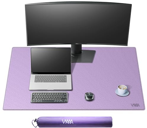 VYAAA Schreibtischunterlage Leder, 100 x 60cm Tischunterlage, Multifunktionales Laptop Mousepad, Schreibtischmatte für Büro und Zuhause (Lila)