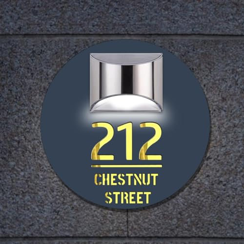 Número de casa luz solar personalizado para iluminación exterior,placas de endereço iluminadas alimentadas por energía solar,marcador de entrada de garagem para casa e garagem,Círculo