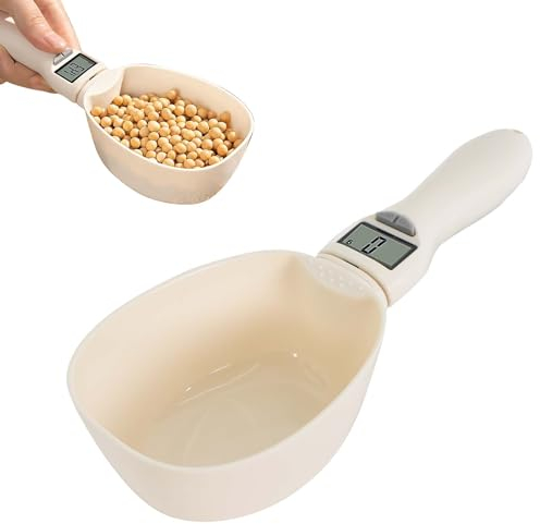 Bilancia da Cucina Digitale, Bilancia a Cucchiaio per Cibo per Cani, Bilancia Digitale Cucchiaio Rimovibile con Display LED, Cucchiai Dosatori Paletta per Cibo per Cani Gatti Cibo Animali Domestici