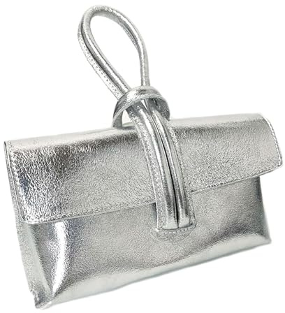 LeahWard Women’s Genuine Leather Crossbody Bag, Loop Knot Handle Clutch, Small Designer Style Shoulder Handbag with Strap | Premium Leather