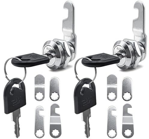 Brelet Lot de 2 Serrure Boite aux Lettre 16 mm avec 5 Plaques de Serrure Différentes, Barillet Boite aux Lettres pour Casier Boîte à Outils et Classeur