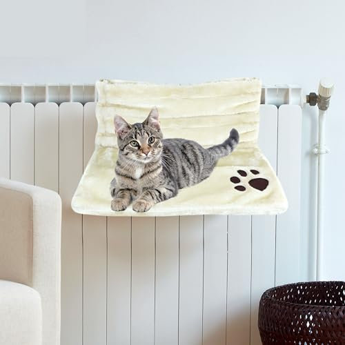 SIMPLY 4 PETS Cat Radiator Bed – Warm and Cozy Pet Radiator Hammock with Removable, Washable Cover | Metal Frame Hanging Radiator Cat Bed with Foldable Design, Cats & Kittens