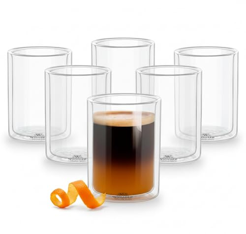 Wilmax | Thermogläser 400 ml | 6er-Set | Doppelwandige Gläser aus Borosilikatglas – Latte Macchiato Gläser, Kaffeegläser & Teegläser | Spülmaschinenfest
