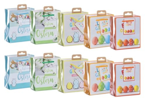Laro Premium-Line Ostern Kleine Geschenktaschen Geschenktüten 10-100 Stk Mini Ostern, Anzahl:10, Muster Tüten:Mini Ostern