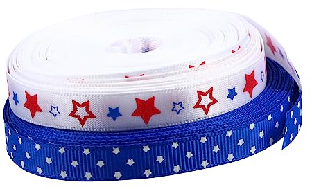 STOBOK 2rollen Dekorationsband Für Bastelarbeiten Unabhängigkeitstag Ribbons Weiß Rot Und Blau Vielseitige Geschenkbänder Für Diy-projekte Und Festdekorationen