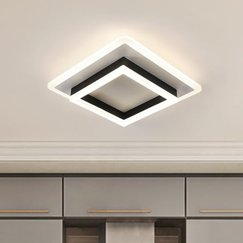 SENQIU LED Deckenleuchte, 30W Deckenlampe Modern Quadratisch | LED Lampen Deckenlampen Schwarz aus Acryl für Flur Küche Wohnzimmer Schlafzimmer, 4500K Neutralweiß