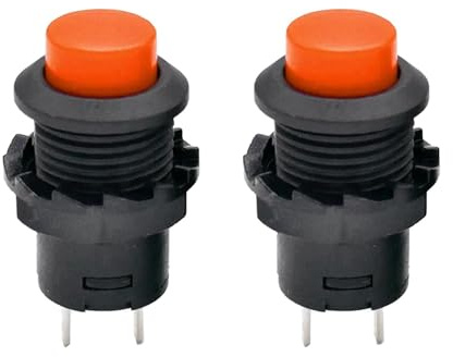 Lot de 2 boutons poussoirs ronds - 12 mm - Interrupteur à pression DIY AC 1,5 A/230 V 12 V - Orange