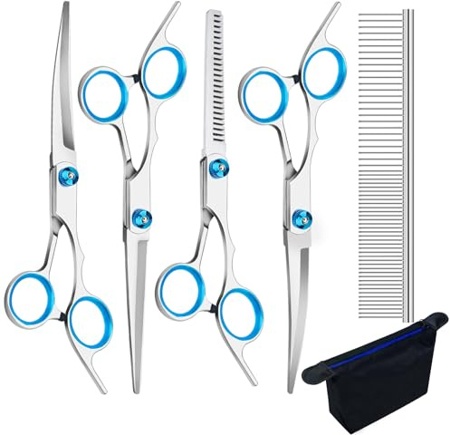 Leikedun 6Pcs Dog Grooming Scissors Set, Stainless Steel